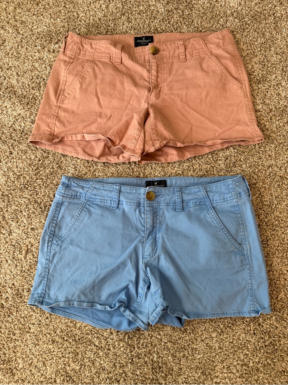 American Eagle 2 pair bundle Cotton Casual Shorts - Peach and Light Blue